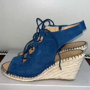 Franco Sarto Blue Espadrille Wedges Size 7.5 !!